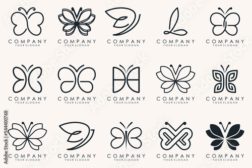set of creative abstract butterfly logo design.