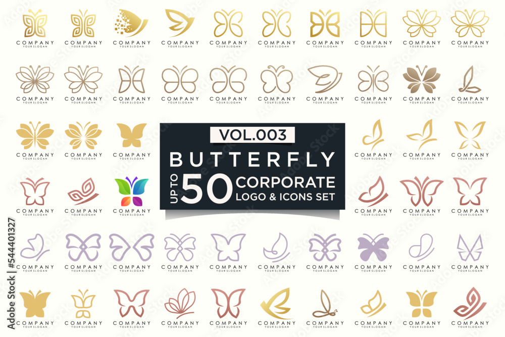 Obraz premium set of creative abstract butterfly logo design.