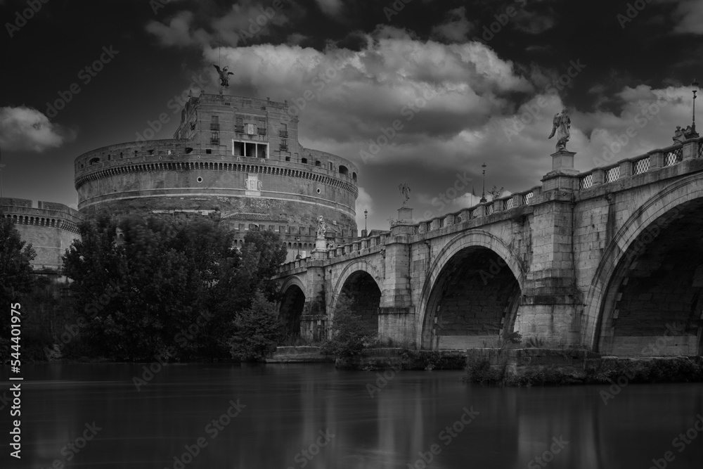 Fototapeta premium The beautiful Castel Sant'Angelo on sunset. Romantic in Rome Italy