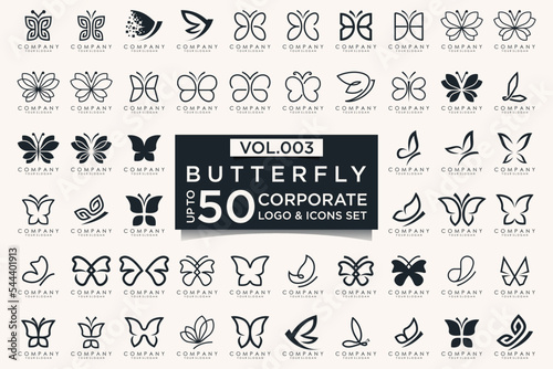set of creative abstract butterfly logo design.