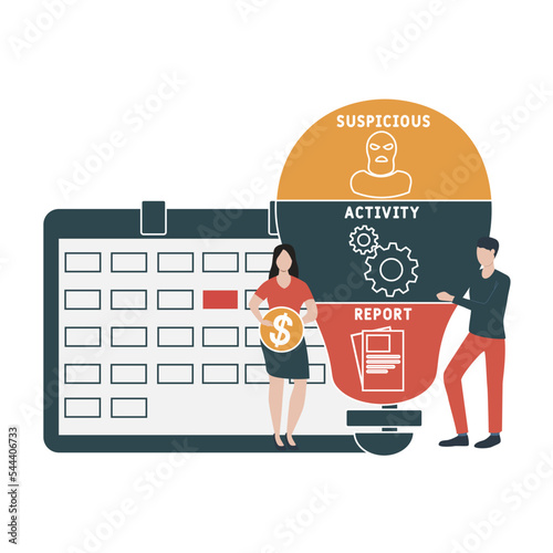 sar - suspicious activity report acronym. business concept background. vector illustration concept with keywords and icons. lettering illustration with icons for web banner, flyer, landing