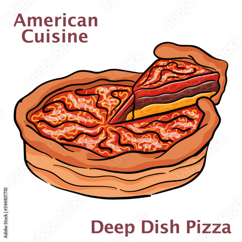 Chicago Style Deep Dish Cheese Pizza on white background