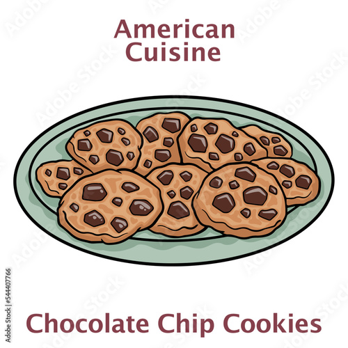 Chocolate chip cookies isolated on white background.