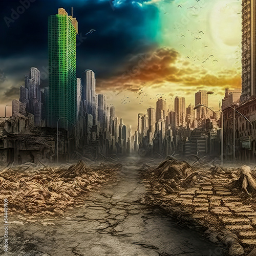 Climate change concept art - illustration of global warming