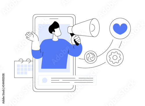 Online PR abstract concept vector illustration.