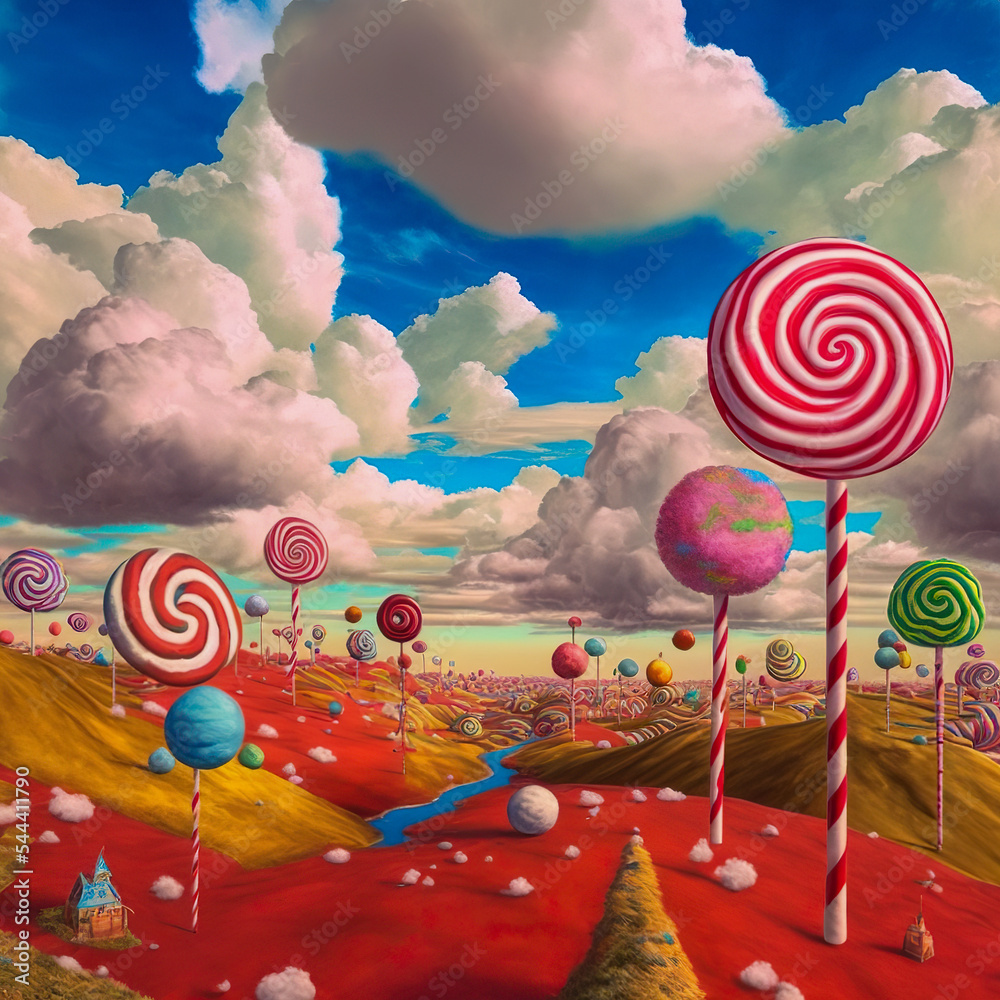 Lollipop Land Illustration Of A Magical Country Made Of Sweets Stock 1000 F 544411790 N47ExviOFEwYakQsLwk3AptVp9WNn612