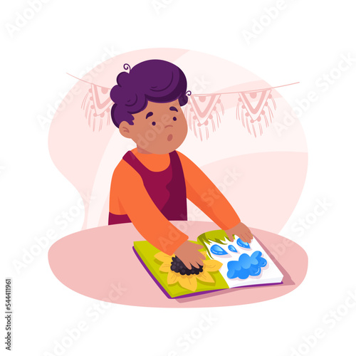 Tactile picture book isolated cartoon vector illustration.