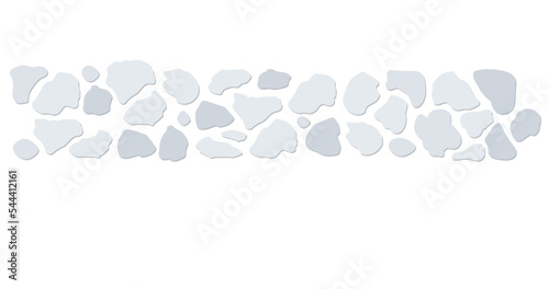 Natural stone path in light gray tones. Garden tiles design. Minimal texture background pattern. Minimalism landscape. 
