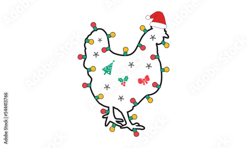 Tablou canvas Chickens Christmas Light Vector T-shirt