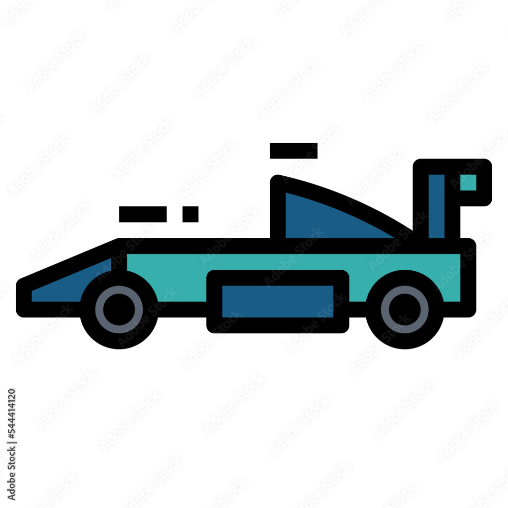 racing car filled outline icon style