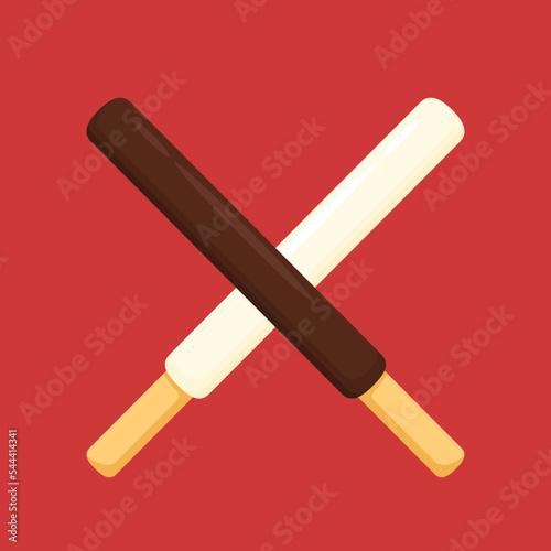 Dark and white Chocolate sticks. Dipped stick. Dipped stick cartoon vector. chocolate dipped cookie sticks.