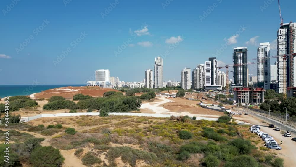 Urban development- City of Bat Yam- Israel- from a birds eye view- drone 4K video Urban development- City of Bat Yam- Israel- from a birds eye view- drone 4K video