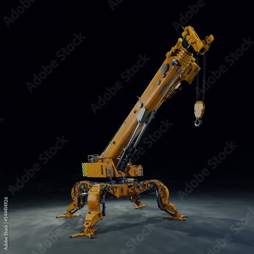 Spider crane robot .a large dummy crane .3D rendering.3D illustration