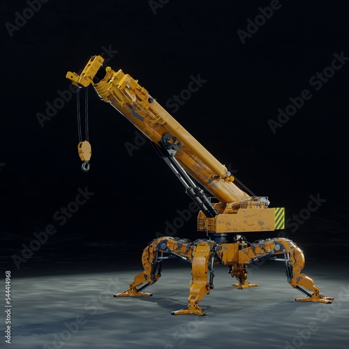 Spider crane robot .a large dummy crane .3D rendering.3D illustration