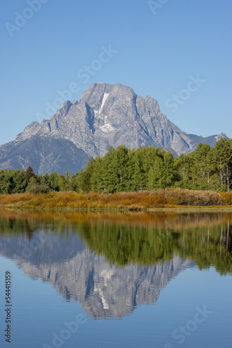 Landscape Reflection at Oxbow Bend in Grand Teton National Park Wyoming in Autumn © natureguy