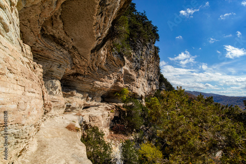 A hiking trail  in the Ozark Mountains.