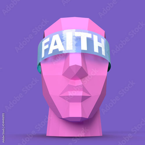 Fotografie blind faith head - obscured vision of  indoctrinated person