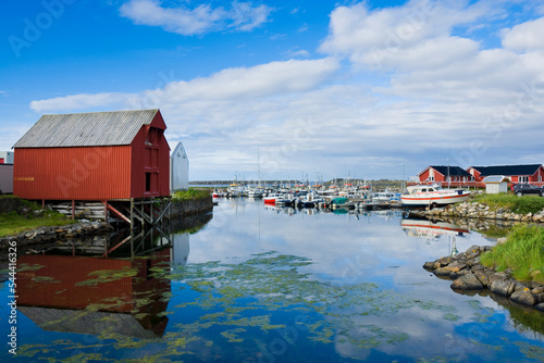 View of harbor in fishing v...