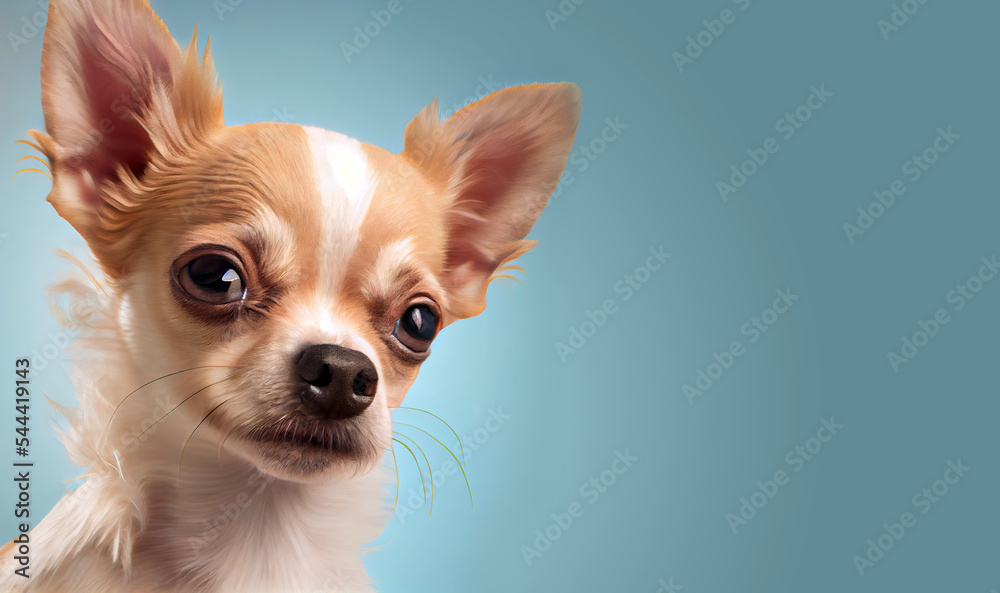 Adorable Dachshund on dark background, space for text. Portrait of a dachshund dog. Cute dog. Digital art