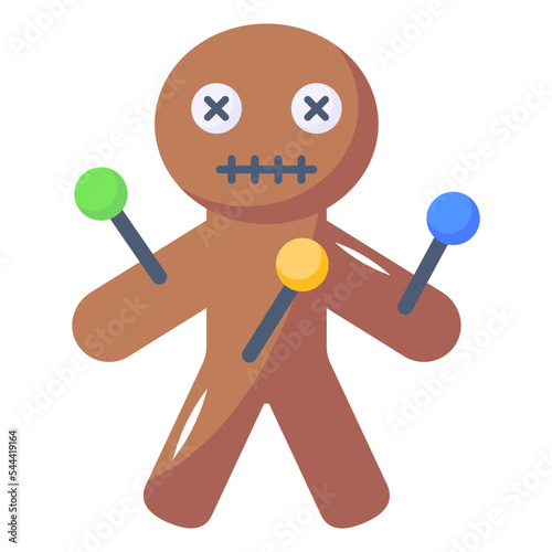 Magic doll flat vector icon, voodoo doll 
