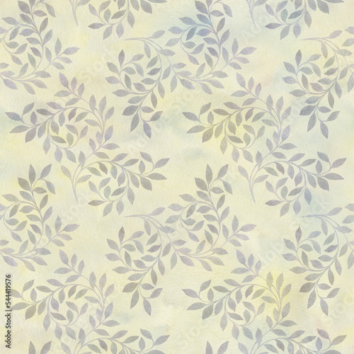 Seamless ornament of watercolor leaves. Botanical pattern for design, wallpaper, wrapping paper