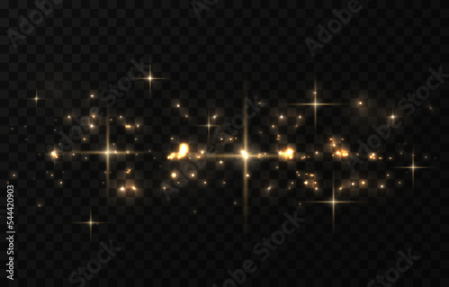 Vector magic dust. Gold dust png. Magic glow, light effect. Christmas background.