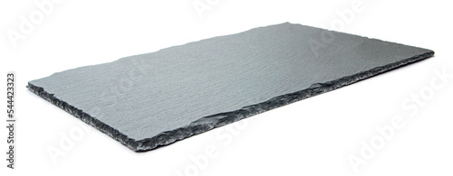 Panel kuchenny z motywem black slate serving board for serving cheese and snacks on a white background