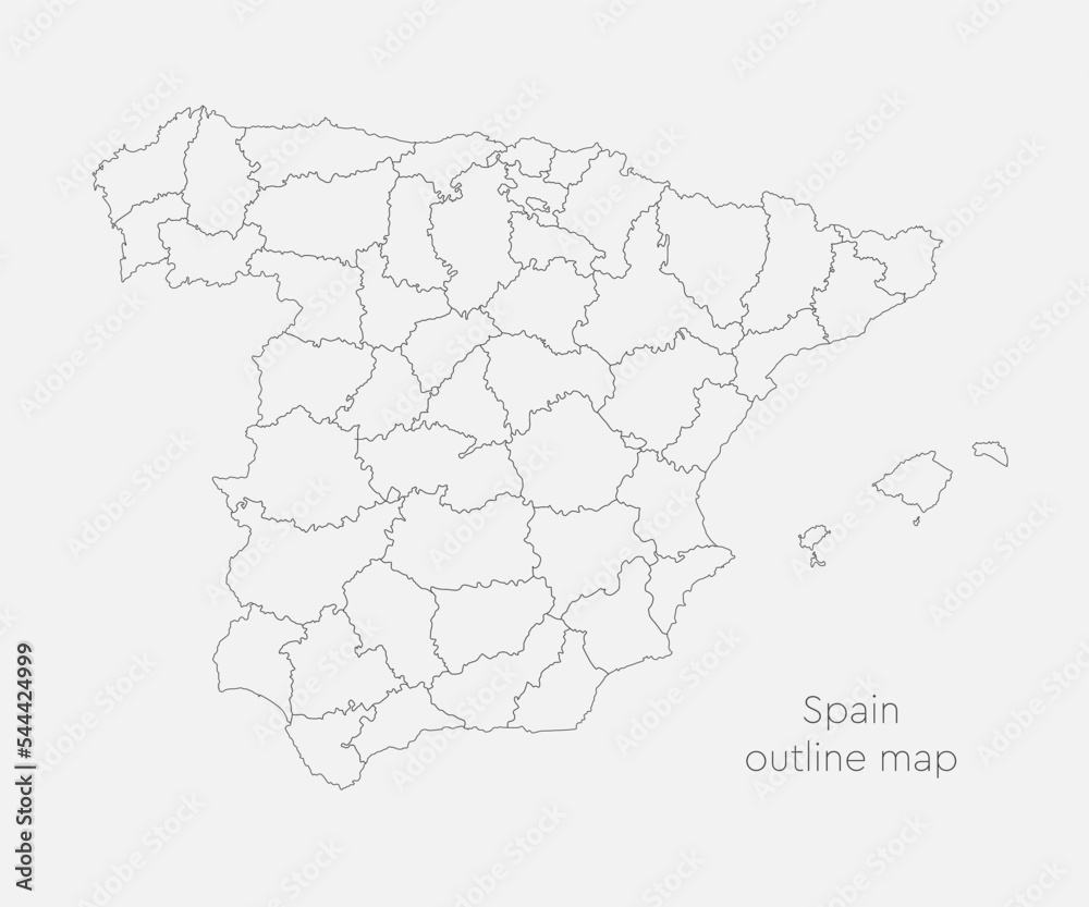 Vector map country Spain divided on regions