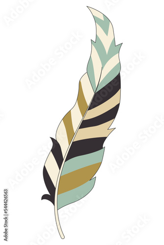 Feather in Scandinavian style. Tribes vector illustration