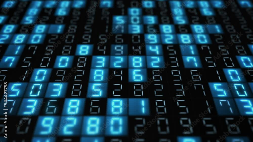 Hexadecimal Animated Numbers Running in Black and Blue Background ...