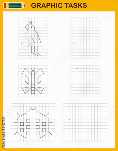 Graphic tasks by cells. Educational games for kids