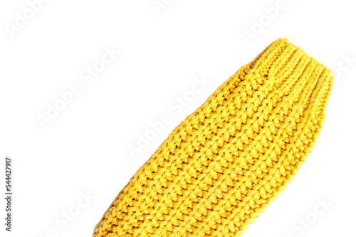 yellow knitted sweater on isolated white background