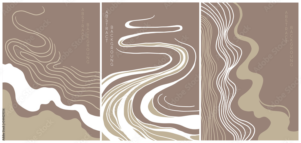 abstract japanese landscape on light background in pastel colours