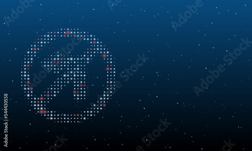 On the left is the no left turn symbol filled with white dots. Background pattern from dots and circles of different shades. Vector illustration on blue background with stars