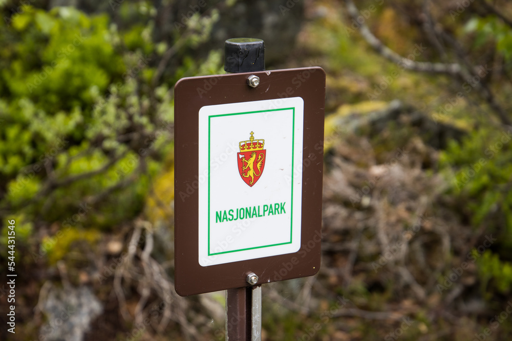 Metal sign Nasjonalpark in Norway Metal sign Nasjonalpark in Norway