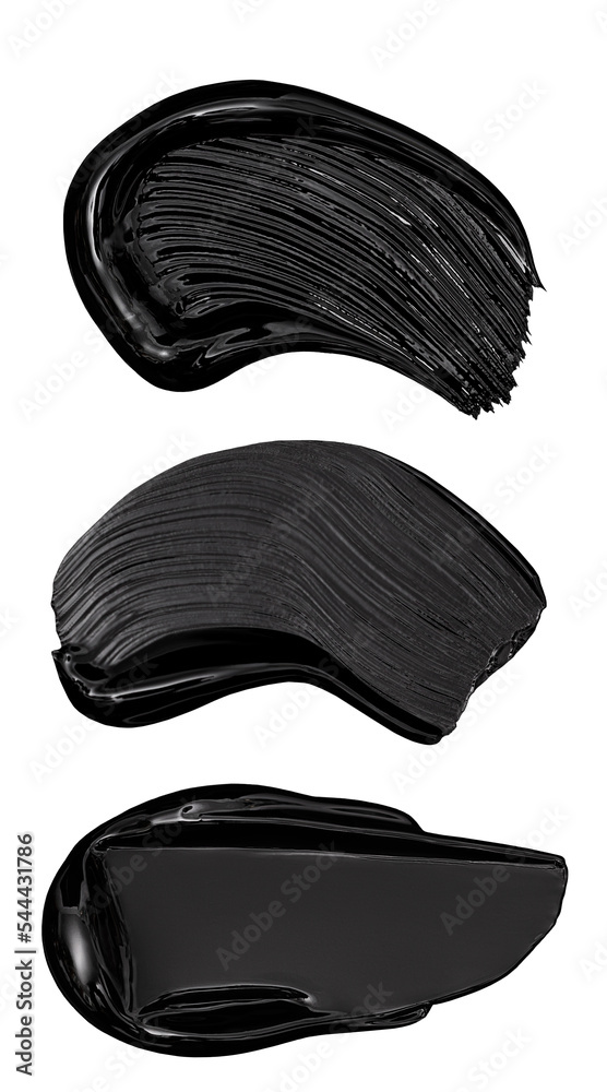 set of black mascara smears on white background, black acrylic paint, black nail polish gel, brushstroke, makeup cosmetics texture set of black mascara smears on white background, black acrylic paint, black nail polish gel, brushstroke, makeup cosmetics texture