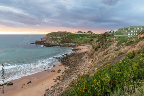 Spectacular sunset at Locos Beach. Suances, Cantabria photo