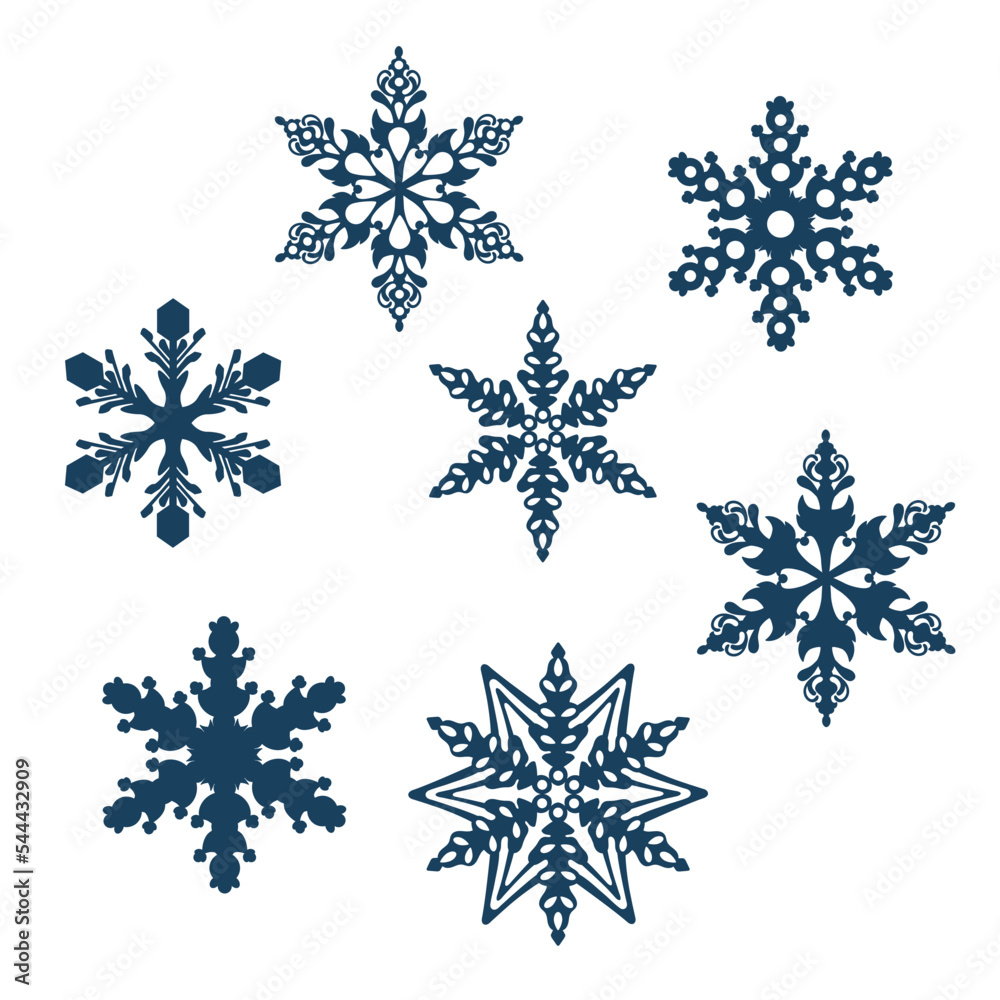 Set of Christmas decorative snowflakes for card design, backgrounds, patterns Set of Christmas decorative snowflakes for card design, backgrounds, patterns
