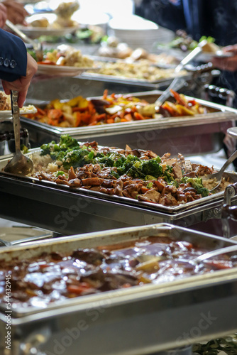 serving trays of various foods