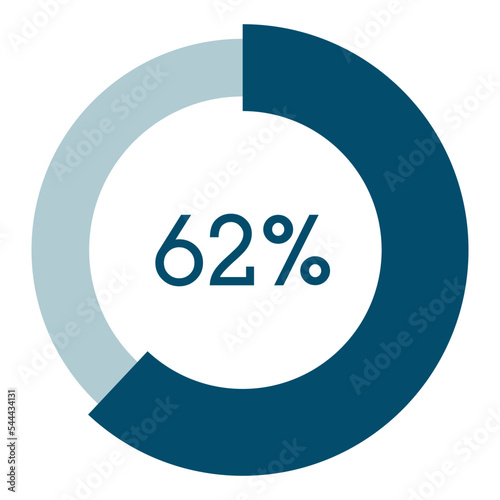 62 percent,circle percentage diagram vector illustration,infographic chart.