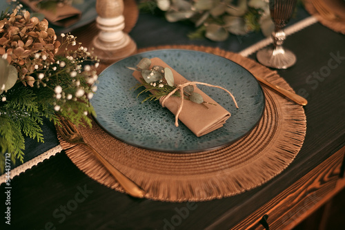 Stylish floral arrangement on the New Year's table