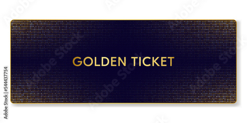Golden ticket template in modern dynamic style. For any event. Can be used for printing.