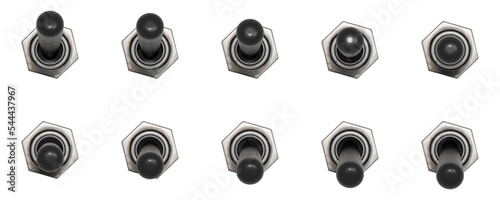 Foto 3D rendered toggle switch in 10 different positions
