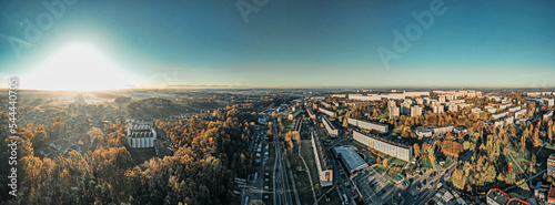 Obraz na płótnie Miasto przemysłowe Jastrzębie-Zdrój na Śląsku w Polsce, panorama z lotu ptaka jesienią w salonie