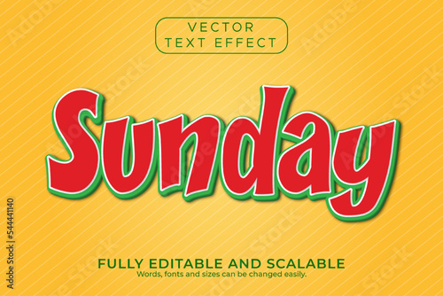 Sunday text effect, fully editable text effect