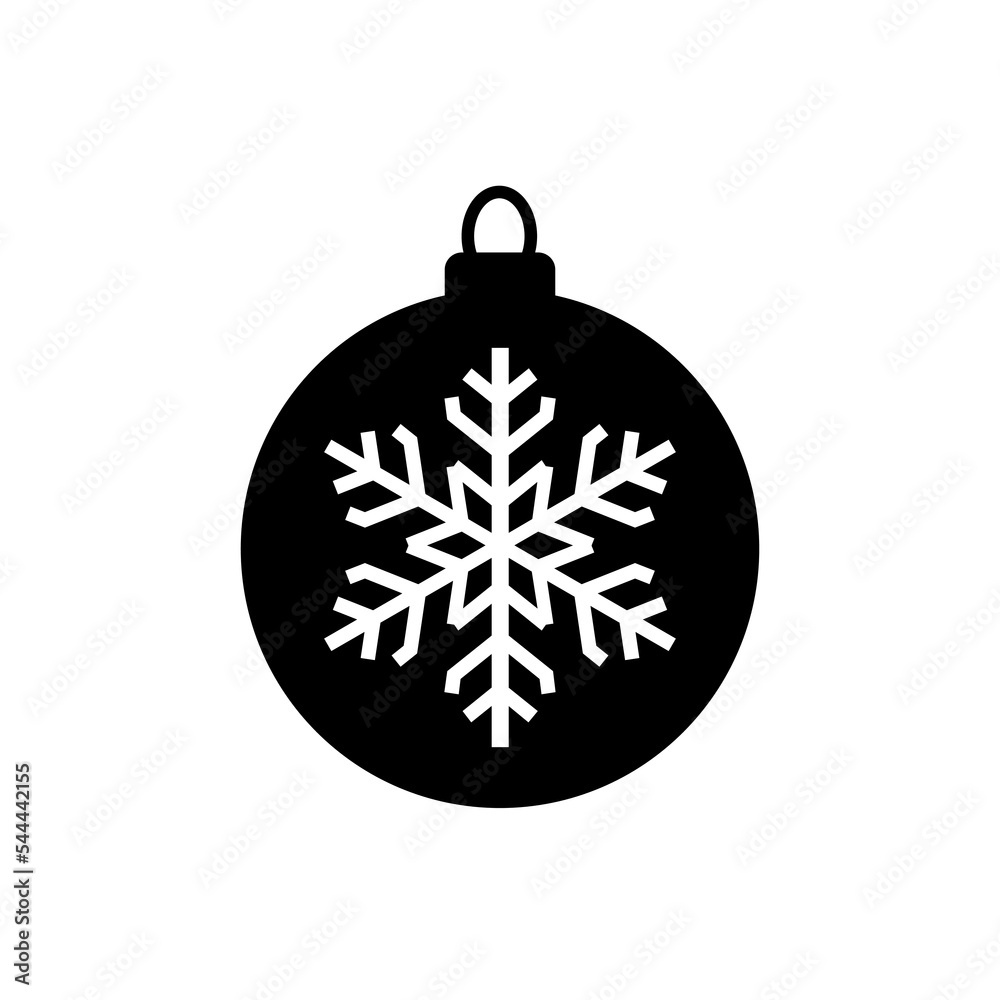 Christmas bulb icon. Christmas tree ball or bulble decorated with snowflake. Vector Illustration