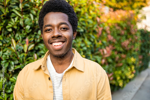 Portrait of young African American man smiling. photo