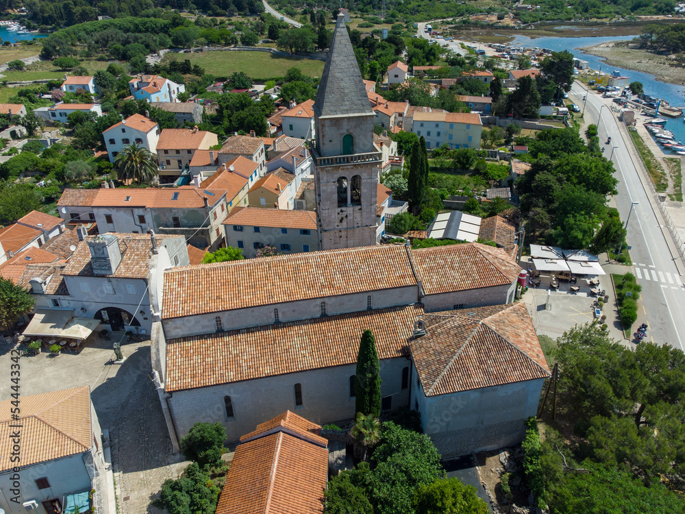 City Osor between islands Cres and Losinj from above