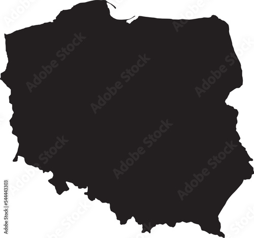 Poland map, black vector illustration
