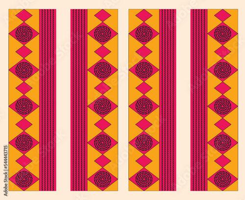 Vector Oriental motif of flowers. Original Floral design with of a woody vine with exotic flowers